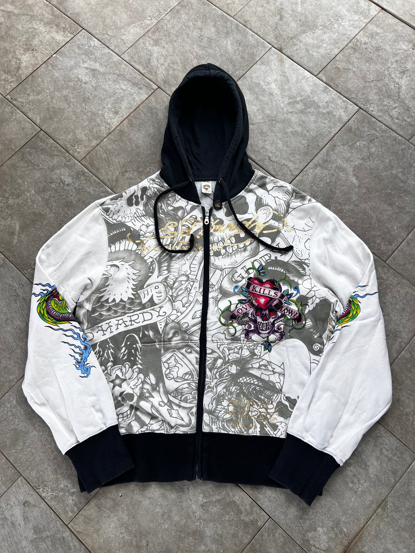 Y2K Ed hardy Zip-up Hoodie