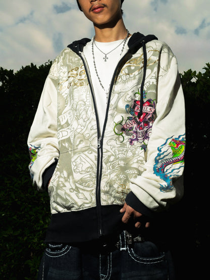 Y2K Ed hardy Zip-up Hoodie