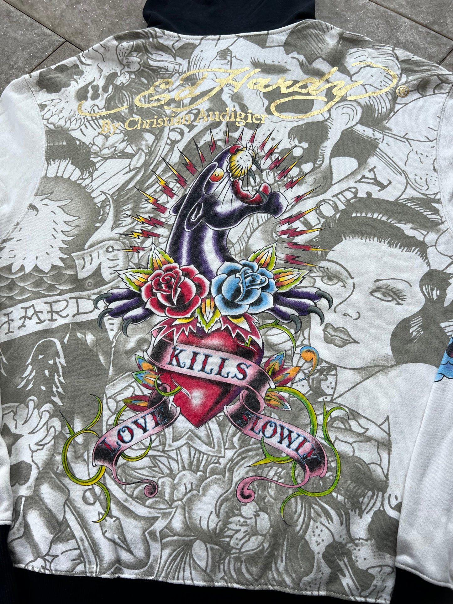 Y2K Ed hardy Zip-up Hoodie